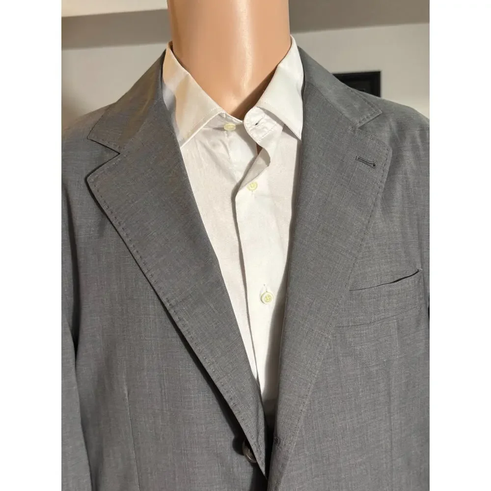 Brunello Cucinelli Wool Silk Deconstructed Blazer Gray Lightweight 50 40R
